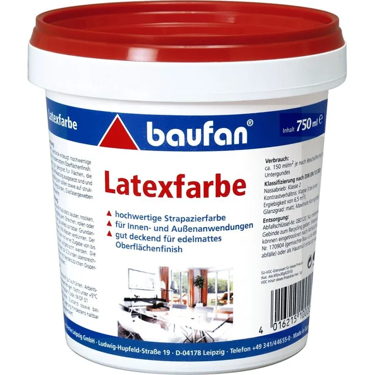 750ml BAUFAN Latexfarbe weiß