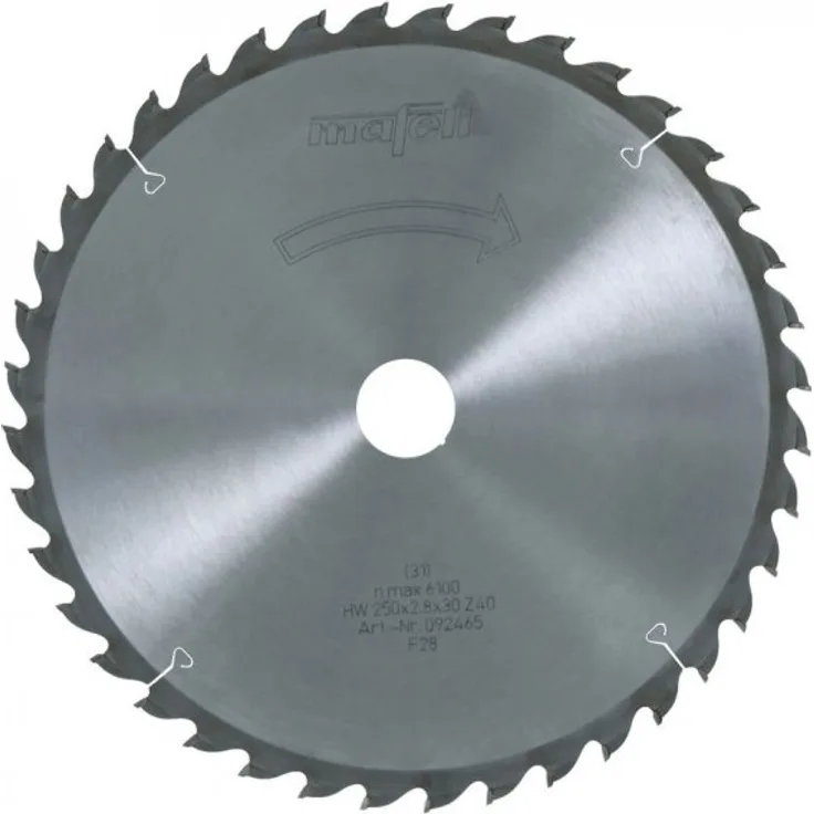 Mafell Sägeblatt-HM 250 x 1,8 / 2,8 x 30 mm , Z 40, WZ 092465