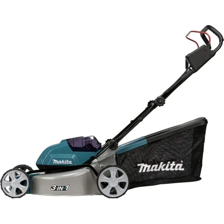 Makita DLM460PT2 Akku-Rasenmäher 2x18 V - 5,0 Ah, 2 Akkus + Doppelladegerät, 18 V, Schwarz, Blau, Grau, 46 cm Schnittbreite – Bild 2
