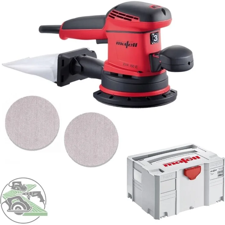 Mafell Exzenterschleifer EVA150E-3 und Schleifgitter D150 Abranet P80 und P120 im T-MAX