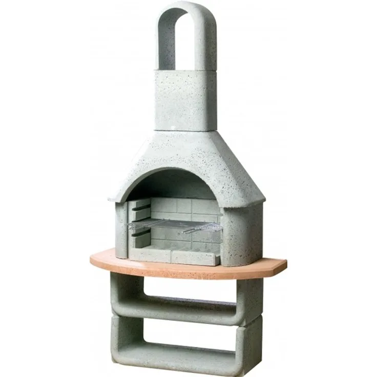Buschbeck Cortina Holzkohlegrill Grillkamin (grau-terrakotta), 206 x 110 x 65 cm, Grillfläche 53 x 34 cm