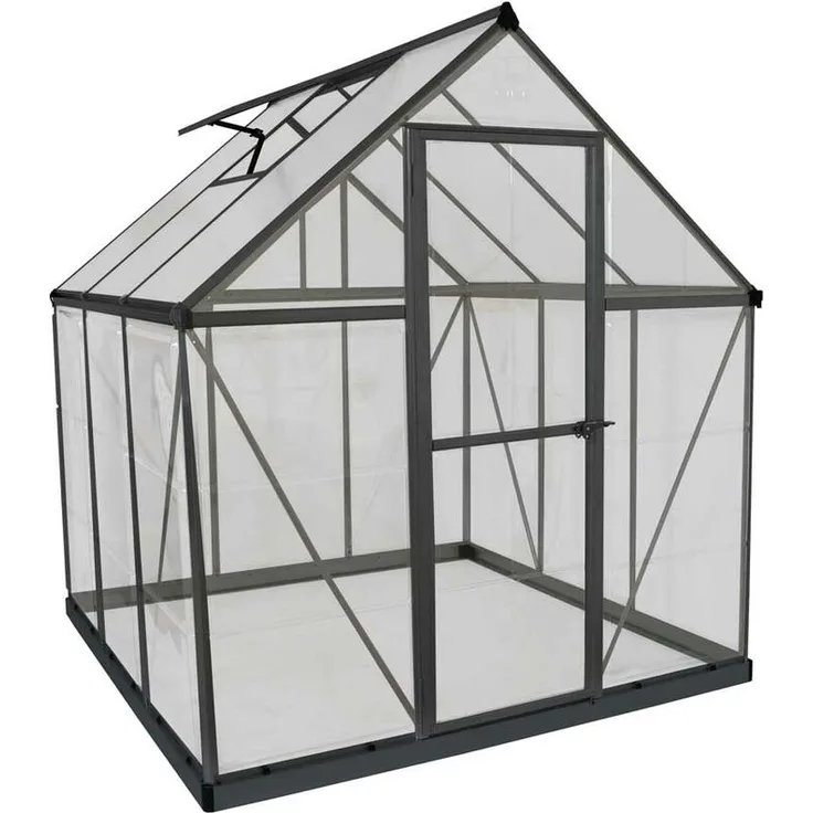 Aluminium Gewächshaus Set Hybrid 6x6 grau, 185x190 cm - Palram