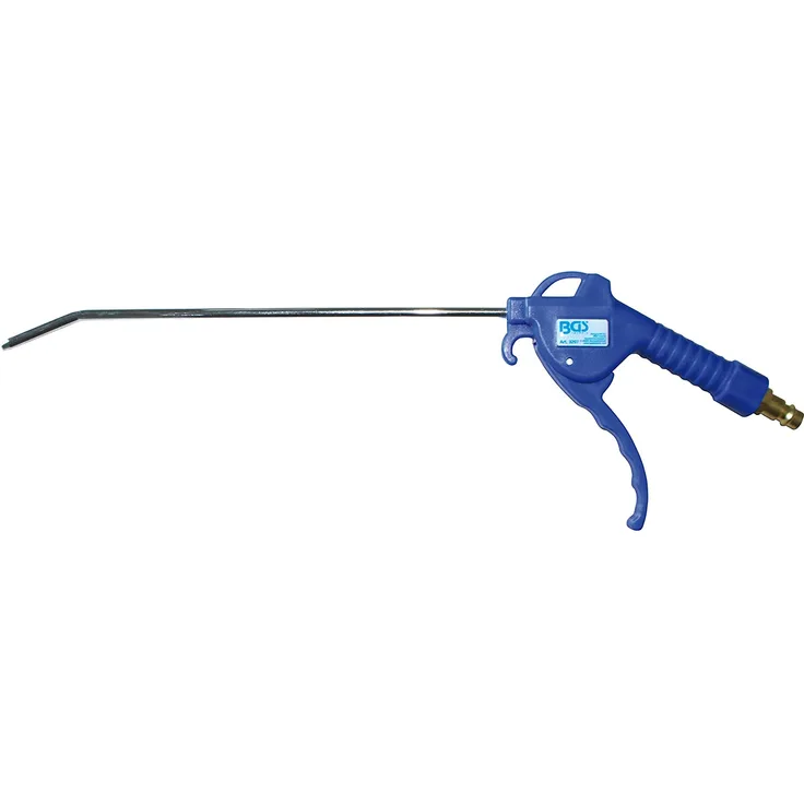 BGS 3207 Druckluft-Ausblaspistole 250 mm Druckluft-Pistole nahtlos verchromtes Stalrohr Griss aus Nylon-Fiberglas blau