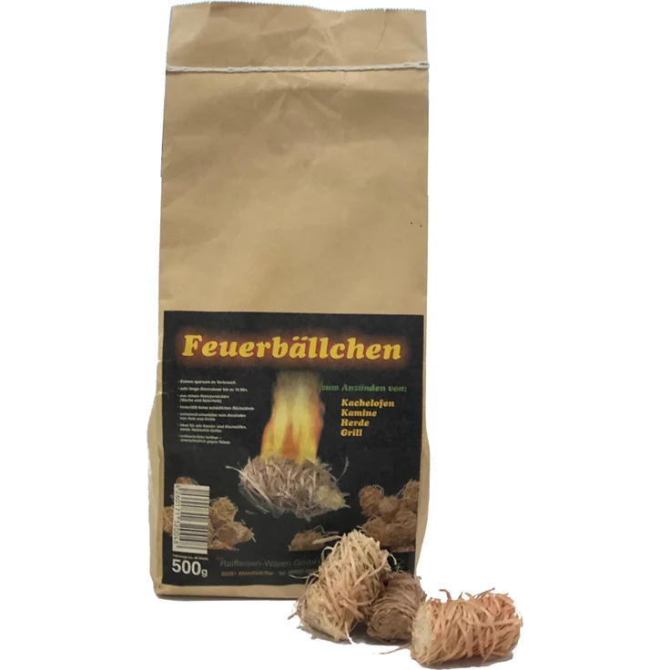 RaiffeisenWaren EiFi 104092 0,5 kg Kaminanzünder - Feueranzünder - Feuerbällchen ökologischer Anzünder, aus reinen Naturprodukten, Wachs und Naturholz, unempfindlich gegen Nässe Brenndauer bis zu 10 min – Bild 1