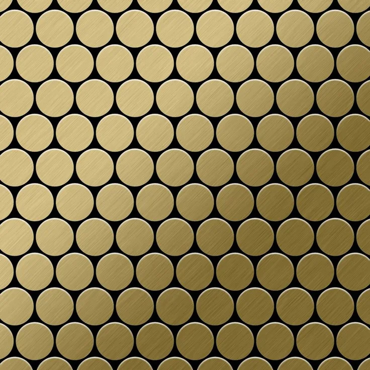 Mosaik Fliese massiv Metall Titan gebürstet in gold 1,6mm stark ALLOY Dollar-Ti-GB 0,88 m2