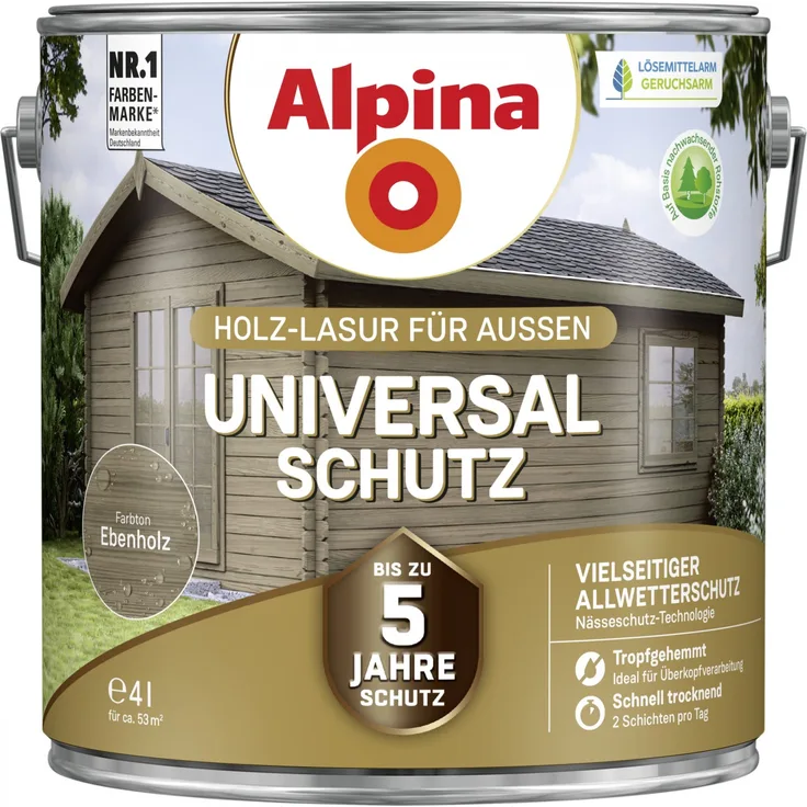 Alpina Universalschutz Holzlasur 4 l, ebenholz