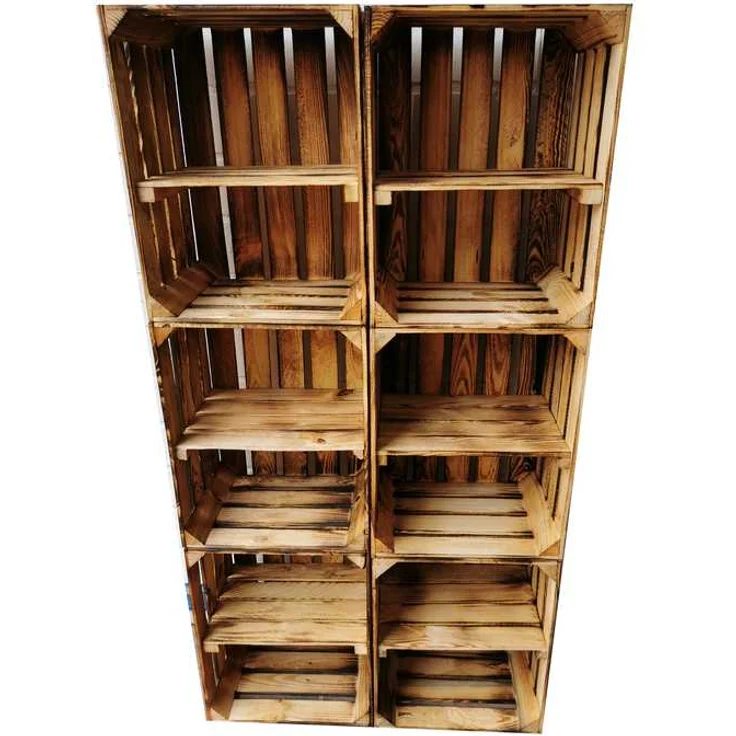 Teramico 6 x Geflammte Neue Obstkiste mit Zwischenboden Kurz 50 x 40 x 30cm