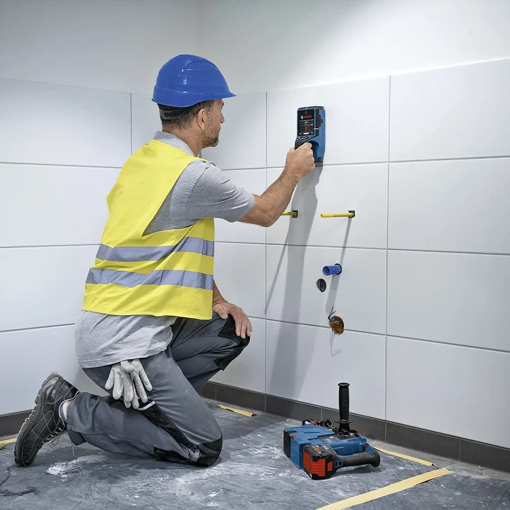 Bosch D-Tect 200 C Wallscanner Leitungssucher Ortung von Bauträger Rohre Leitungsunterbrechnungen Stromleitungen 1x 12V Akku 2,0 Ah L-Boox – Bild 5
