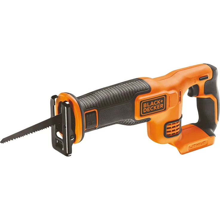 Black+Decker Li-Ion Akku-Säbelsäge (18V, 22 mm Hublänge, max. 110 mm Schnitttiefe, flexibler Sägeschuh, ergonomische Griffgummierung, ohne Akku und Ladegerät) BDCR18N – Bild 1