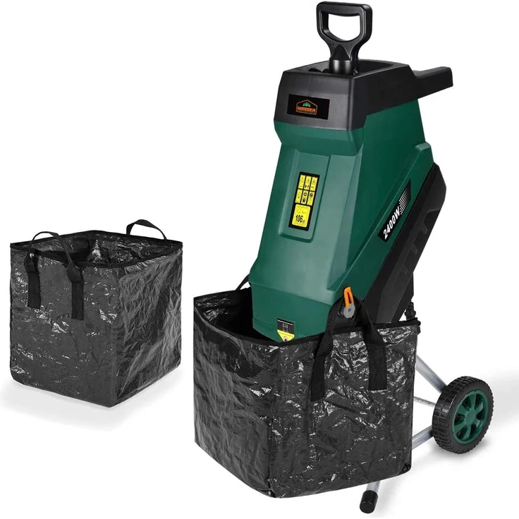 Gardebruk Messerhäcksler 2400W elektrisch max. 45mm Aststärke 2x 50L Beutel Gartenhäcksler Häcksler Schredder – Bild 1