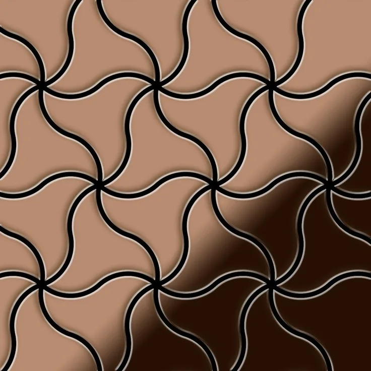 Mosaik Fliese massiv Metall Kupfer gewalzt in kupfer 1,6mm stark ALLOY Ninja-CM Designed by Karim Rashid 0,67 m2