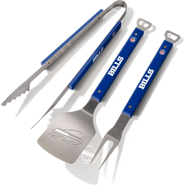 Sportula Spirit Series NFL Buffalo Grillbesteckset Grillwerkzeug, 3 Stück, mit Flaschenöffner, mit Wender, Zange und Gabel