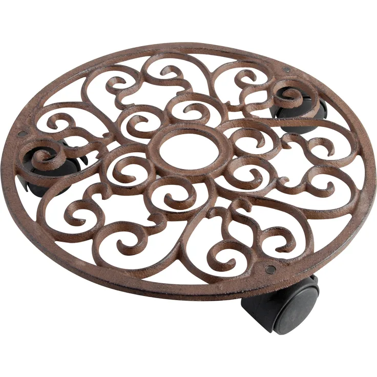 Esschert Design Pflanzenroller, Blumenroller aus Gusseisen, rund, Größe S, ca. Ø ca. 29 cm