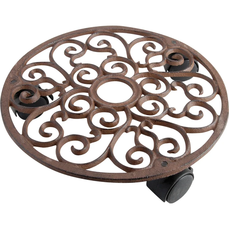 Esschert Design Pflanzenroller, Blumenroller aus Gusseisen, rund, Größe S, ca. Ø ca. 29 cm