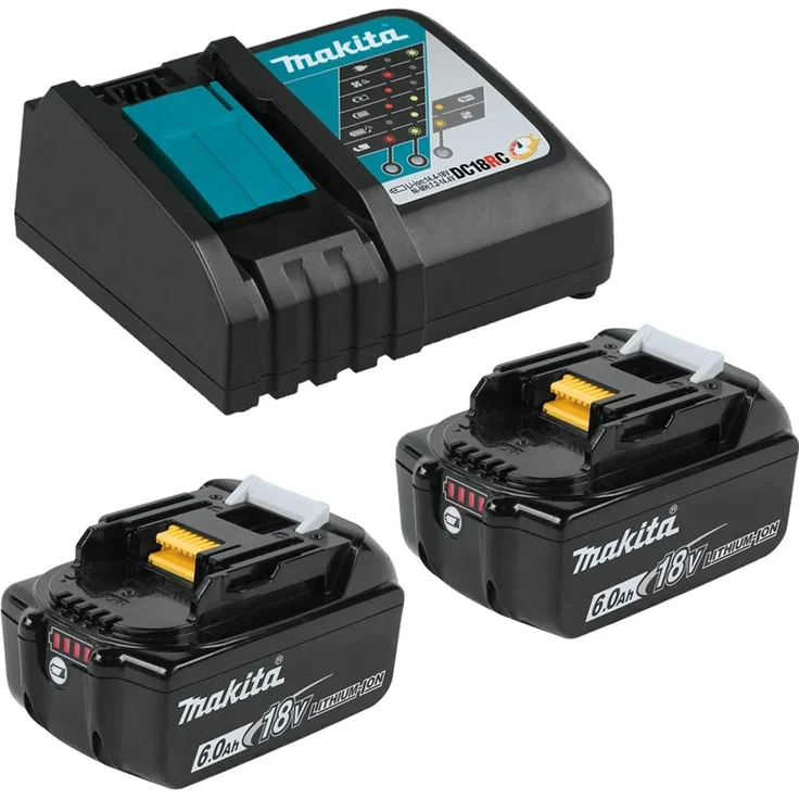 Makita BL1860B Akku-Set Li-Ion 18V LXT 6 Ah mit Ladestandsanzeige 2 Akku mit Ladegerät – Bild 1