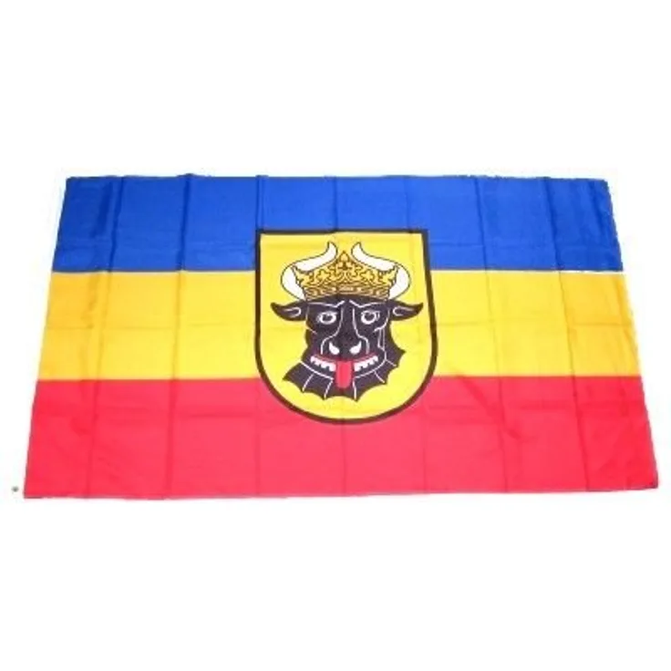 Flaggenking 17078, Mecklenburg Ochsenkopf Flagge-Fahne - wetterfest, mehrfarbig, 150 x 90 x 1 cm
