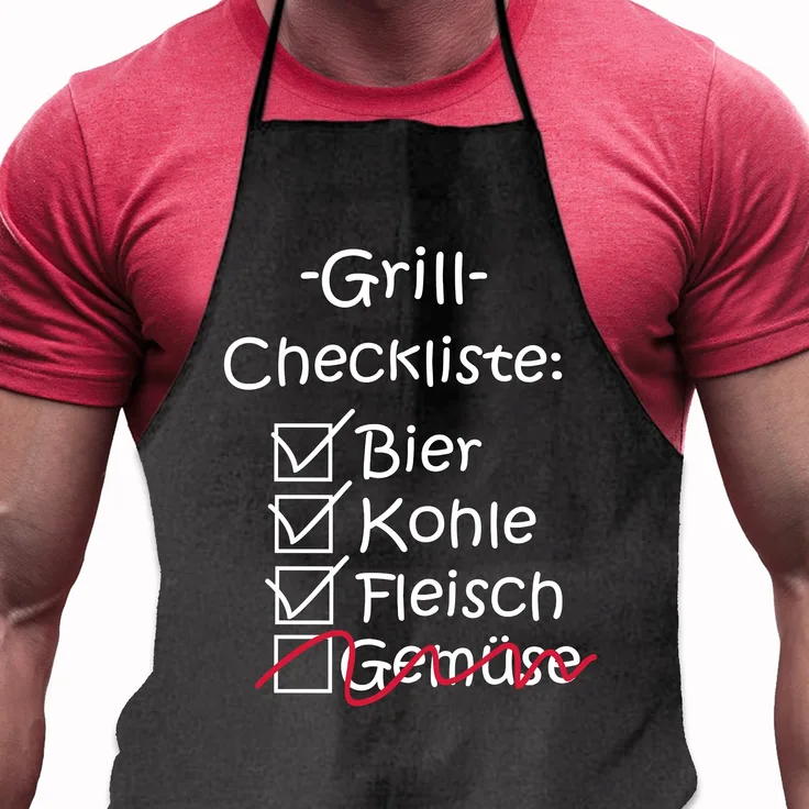 Grillschürze Checkliste Bier Kohle Fleisch ?