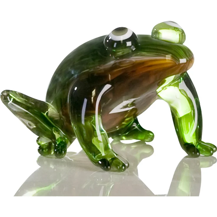 Casablanca Glasskulptur Frosch braun grün 2er Set L.12 5 cm H.10 cm