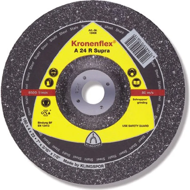 KLINGSPOR KLI-13433-1 13433 A 24 R Schruppscheiben 230 x 6 x 22,23 mm gekröpft Inhalt: 1 Stück