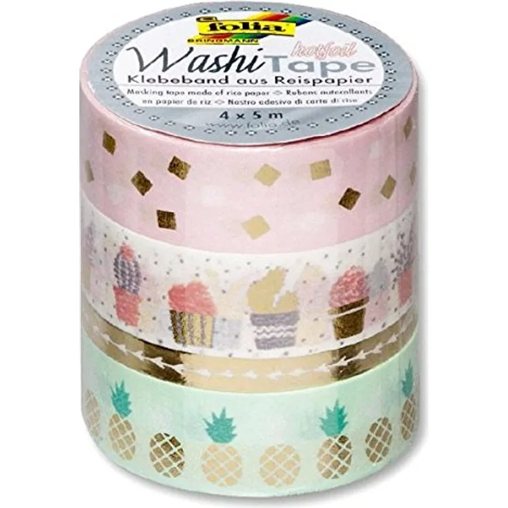folia Deko-Klebeband Washi-Tape HOTFOIL GOLD, 4er Set