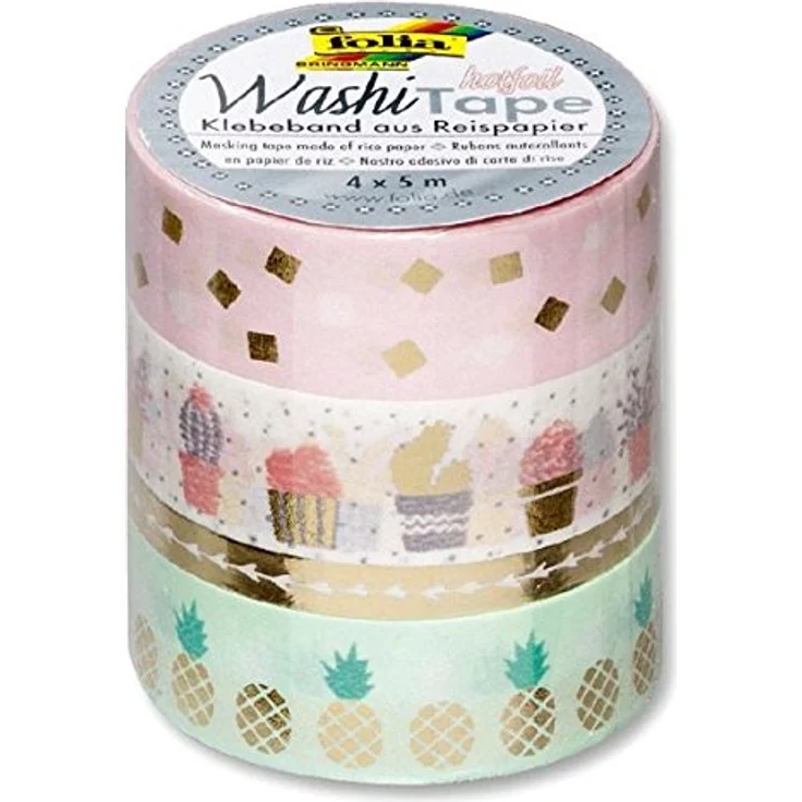folia Deko-Klebeband Washi-Tape HOTFOIL GOLD, 4er Set