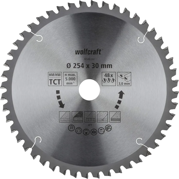 wolfcraft 6548000 Kapp- und Gehrungssägeblatt ø 254 mm - feine, saubere Schnitte