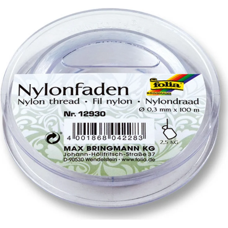 Folia Bringmann Nylonfaden auf Spule, 0,30mmx100m transparent – Bild 1