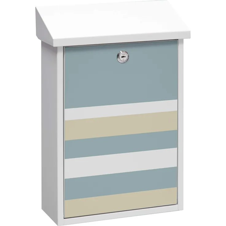 Arregui Premium Graphic E5601-STR Individueller Briefkasten aus Stahl mit dekorativem Lines, Größe M (DIN A4 und Zeitschriften), Weiß mit Siebdruck, 47 x 27 x 11 cm