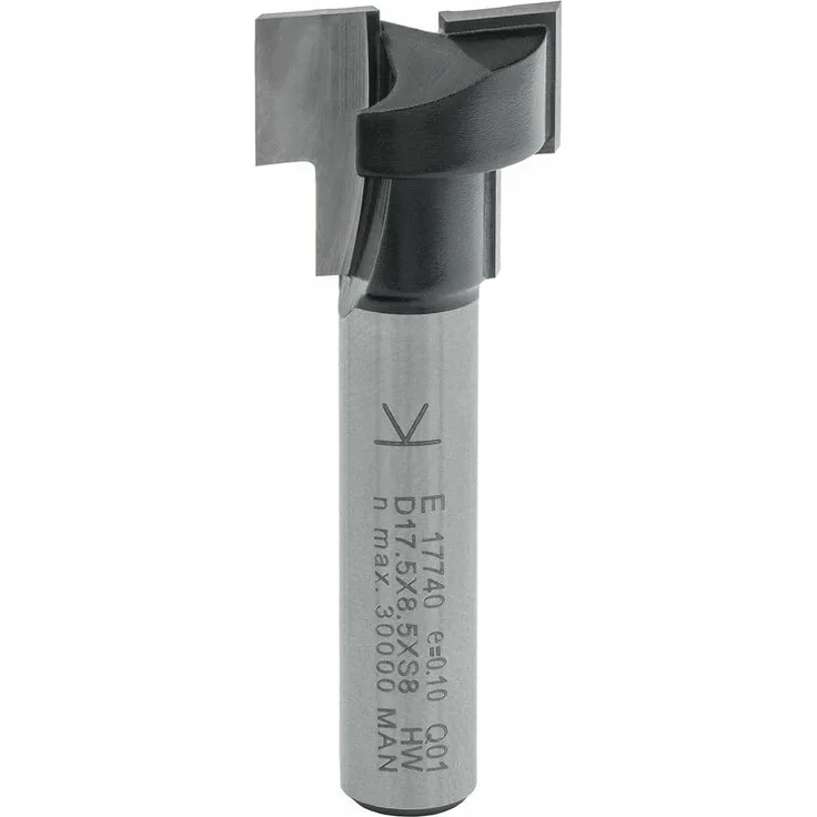ENT 17740 T-Nutfräser M10 HW (HM), Schaft (S) 8 mm, Durchmesser (D1) 17,5 mm, D2 10,6 mm, NL1 7,0 mm, NL2 8,5 mm, Z 2
