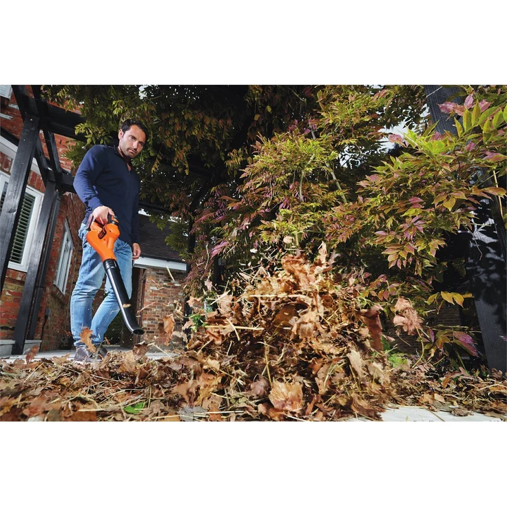 Black und Decker Akku Laubbläser GWC1820PC Gartenbläser inklusive Akku und Ladegerät Blasgerät mit 18V Lithium-Ionen-Akku und 2,0 Ah für lange Laufzeiten Bis zu 209km-h Blasgeschwindigkeit – Bild 8