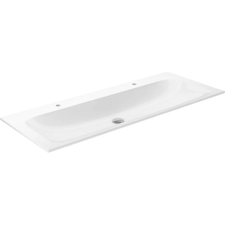 Keuco X-LINE Waschtisch B:120,5xT:49,3 cm mit 2 Hahnlöchern weiß mit CleanPlus 33180311202