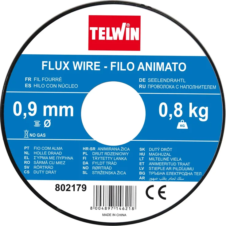 Telwin S.p.A. 802977 Füllschweissdrahtspule Durchmesser, 0.9 mm, 0,8 Kg , Grau