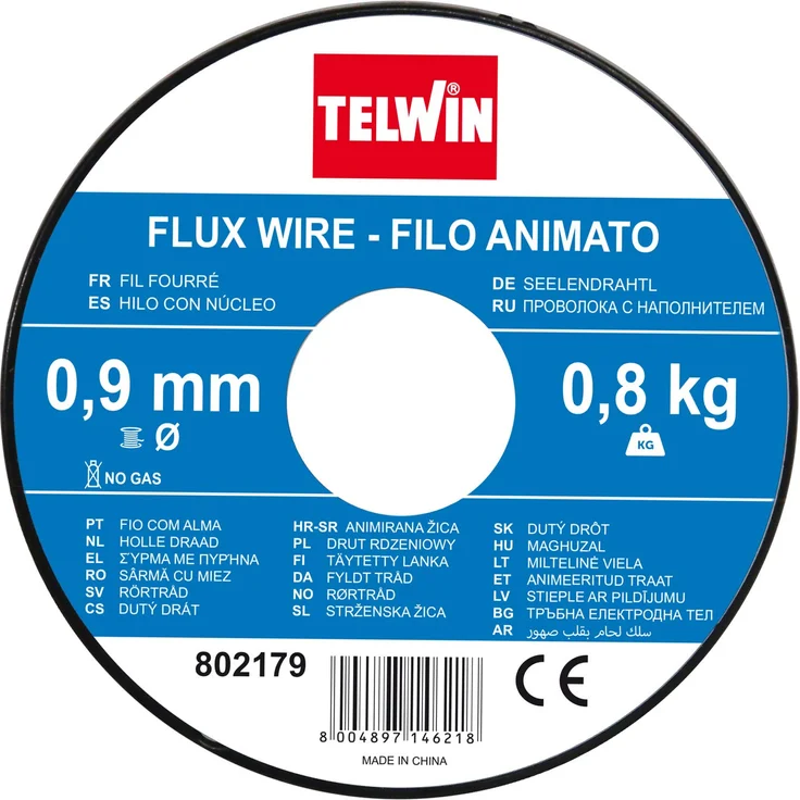 Telwin S.p.A. 802977 Füllschweissdrahtspule Durchmesser, 0.9 mm, 0,8 Kg , Grau – Bild 1