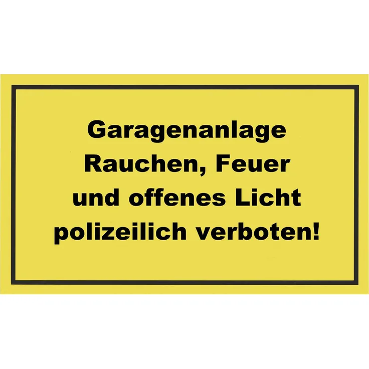Metafranc Hinweisschild ''Garagenanlage Rauchen, Feuer, offenes Licht verboten!'' - 400 x 250 mm - Beschilderung - Verbotsschild - Warnmarkierung - Sicherheitsmarkierung - Gefahrenhinweis - 500450
