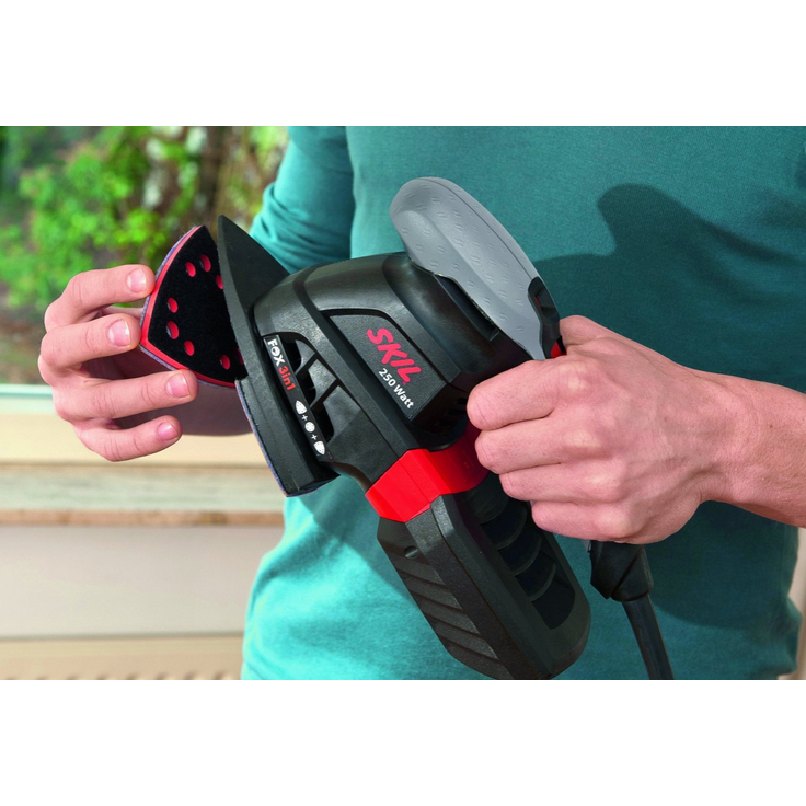 Skil 3-in-1 Multischleifer FOX 7220 AC (250W, 3-in-1 Gerät: Schwingschleifer, Exzenterschleifer, Deltaschleifer mit 10 tlg. Schleifpapierset und Tasche) – Bild 5