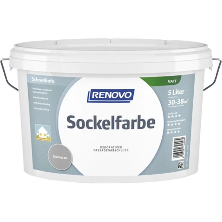 Renovo - Sockelfarbe, steingrau, matt, 5 l - grau