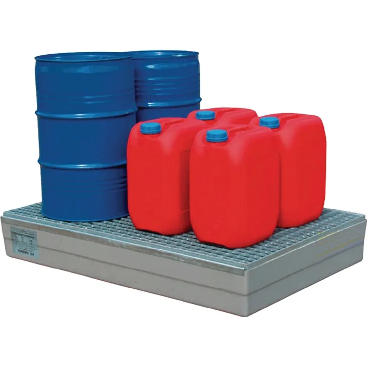 Auffangwanne 140l GFK m.verz.Stahlgitterr.o.Befestigungswinkel L1200xB800xH190mm