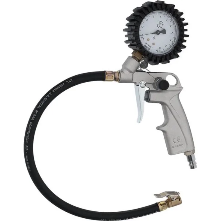 Schneider Druckluft GmbH DGKD004017 geeicht Schneider airsystems Reifenfüll Messgerät RF-RM, Schlauchlänge: 41 cm, Durchmesser Manometer: 60 mm, mit Momentstecker