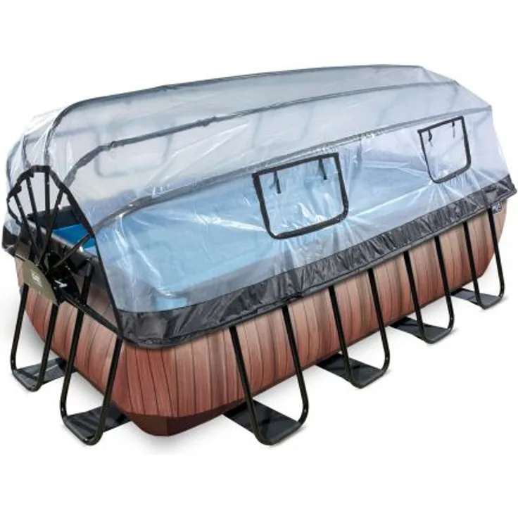 EXIT - Pool Holzoptik mit Abdeckung - Rechteckig - 400 x 200 x 100 cm