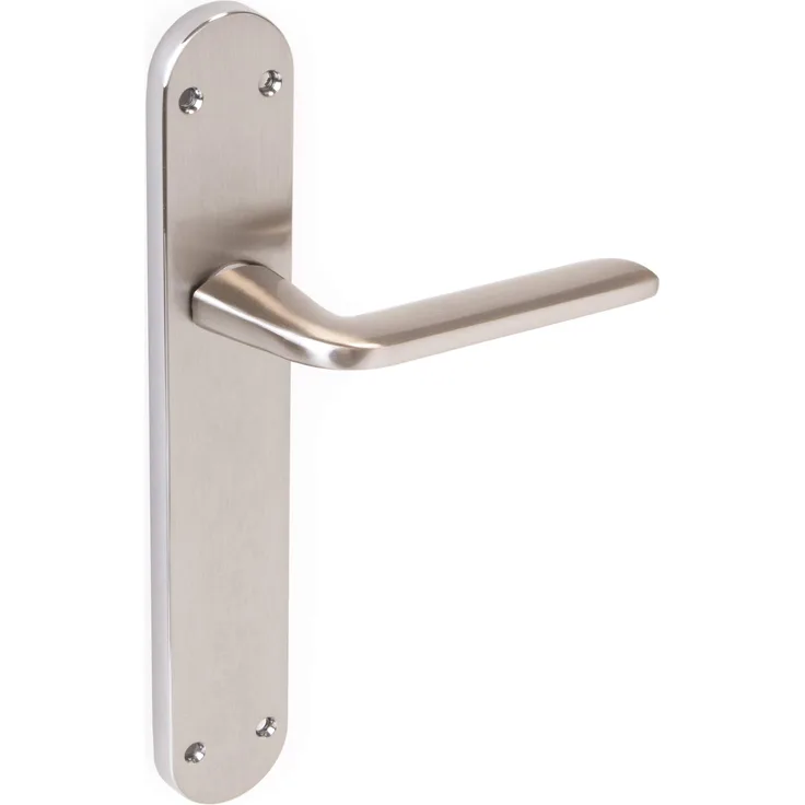 Emuca - Türgriffe für Innenttüren, Türgriff-Set mit Platten 43x250 mm für Zimmertüren, Aluminium und Zamak, satiniertes Nickel.