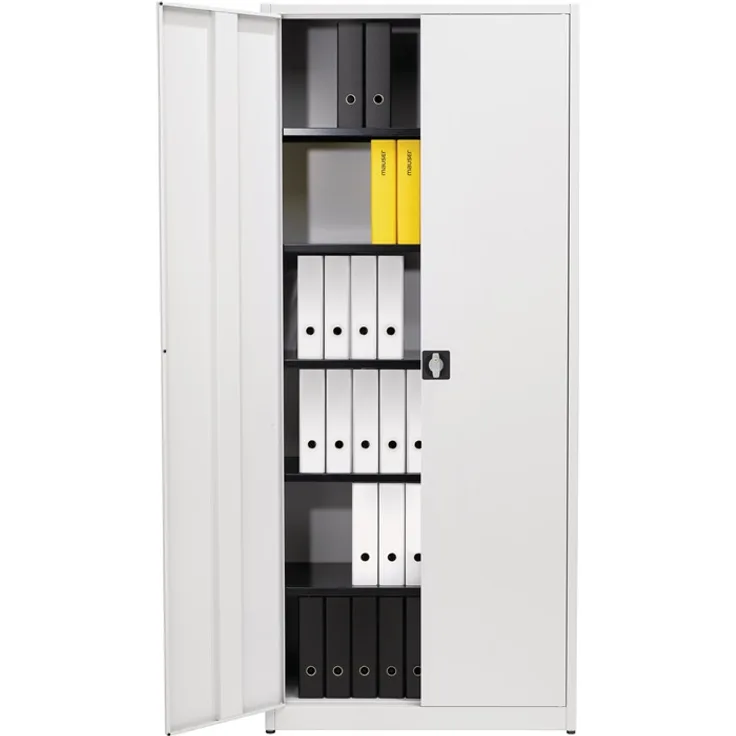 Flügeltürenschrank H2200xB950xT500mm lichtgrau-lichtgrau 5 BD MAUSER
