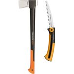 Fiskars Set Axt X25 + Säge SW73