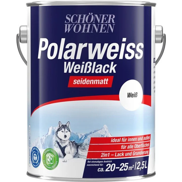 Schöner Wohnen - SCHÖNER WOHNEN FARBE Lack Polarweiss Weisslack, seidenmatt, 2500 ml, weiß - weiß – Bild 1