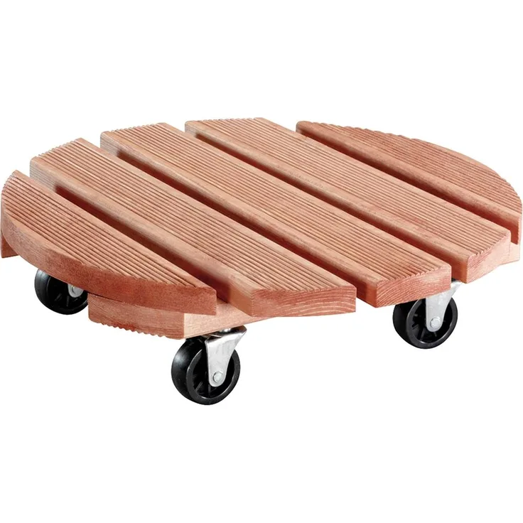 WAGNER Pflanzenroller Toscana Ø 38 cm I Pflanzenroller & Blumenroller für Außenbereich + Innenbereich, Kiefer Terracotta I Kübelroller aus Holz I Tragkraft 150 kg I Made in EU 20016301