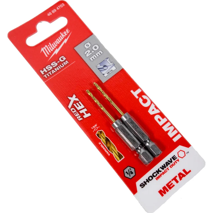 Milwaukee 48894703 Red HEX Shockwave Metallbohrer HSS-G TIN 2mm