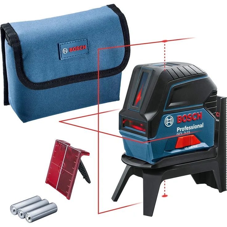 Bosch GCL 2-15 Professional Kreuzlinienlaser Reichweite ohne Empfänger 15 m Laserklasse 2 Laserfarbe rot selbstnivellierend inklusive Batterien – Bild 1