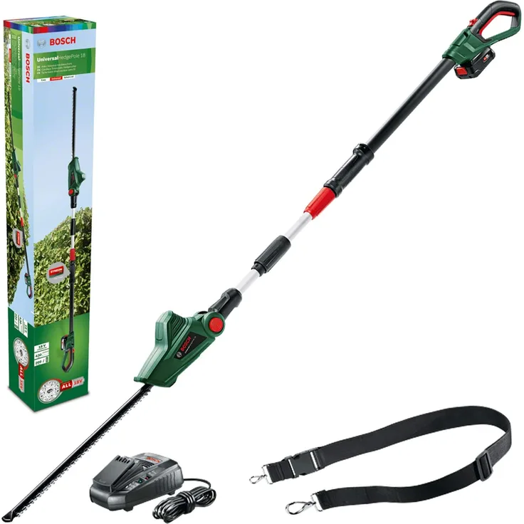 Bosch UniversalHedgePole 18 06008B3000 Power for All 18V Akku-Heckenschere mit Teleskopstange mit Akku mit Ladegerät