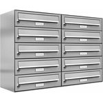 10er Edelstahl Briefkasten Anlage 10 Fach Wandbriefkasten Postkasten