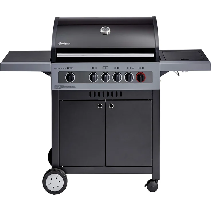 Enders Gasgrill BOSTON BLACK 4 IK TURBO, 4-Brenner Backburner-Infrarotbrenner, mit Kocher, TURBO ZONE & HEAT RANGE Brenner-Technologien von Enders, Grillwagen, Außenküche 88636