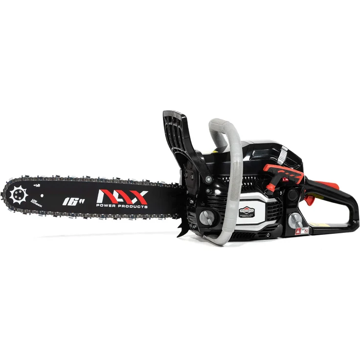 NAX POWER PRODUCTS 300C Motor 45 cm3 1,6kW Führungsschiene 16'' 40cm Anti-Rückschlag-System Low Kickback Briggs & Stratton Lizenzware Benzin-Säge Kettensäge, Schwarz – Bild 1